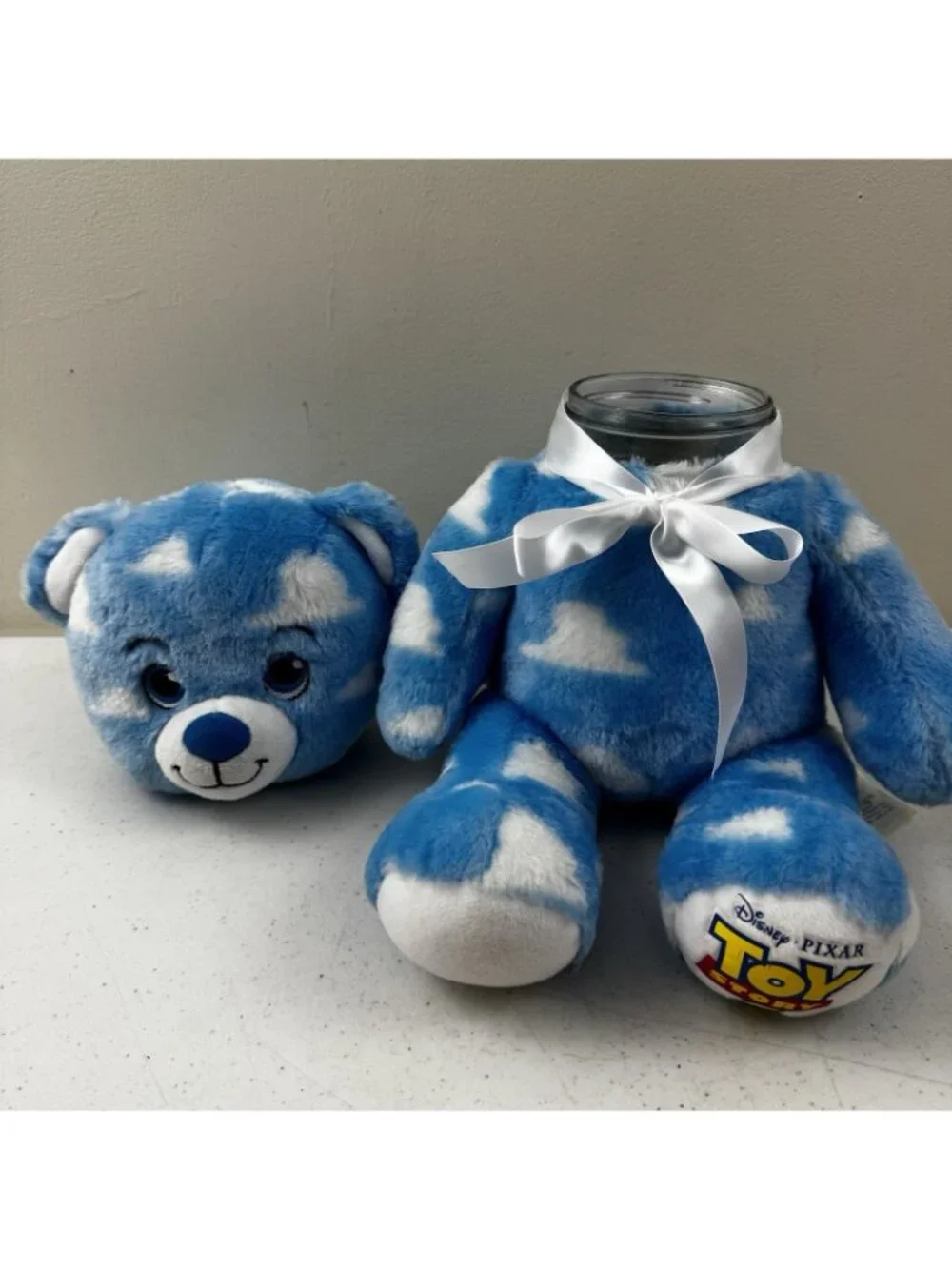 Bear Stash Jar  Blue & White Bear Plush Hide Valuables Secret Storage